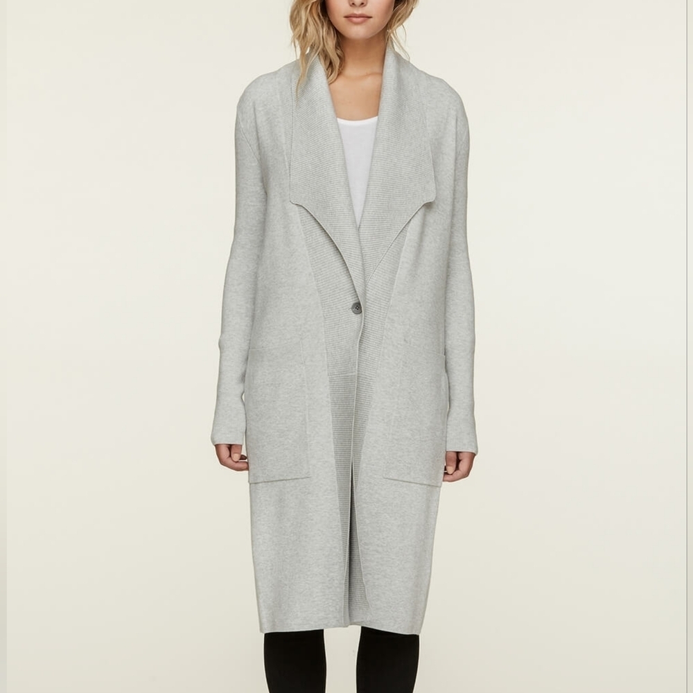 NWT Soia & Kyo BRIHANA Ash Straight Fit Coatigan with Patch Pockets